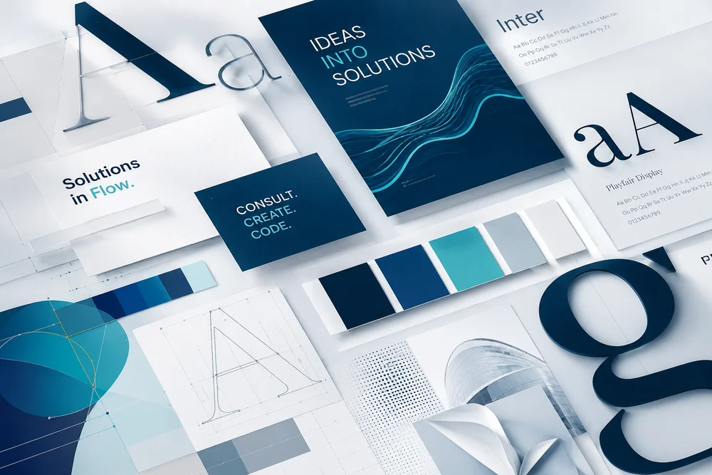 Web design and corporate identity creative workspace